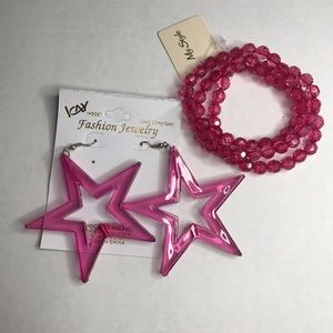 Clear Pink Earring and Bracelet Set..